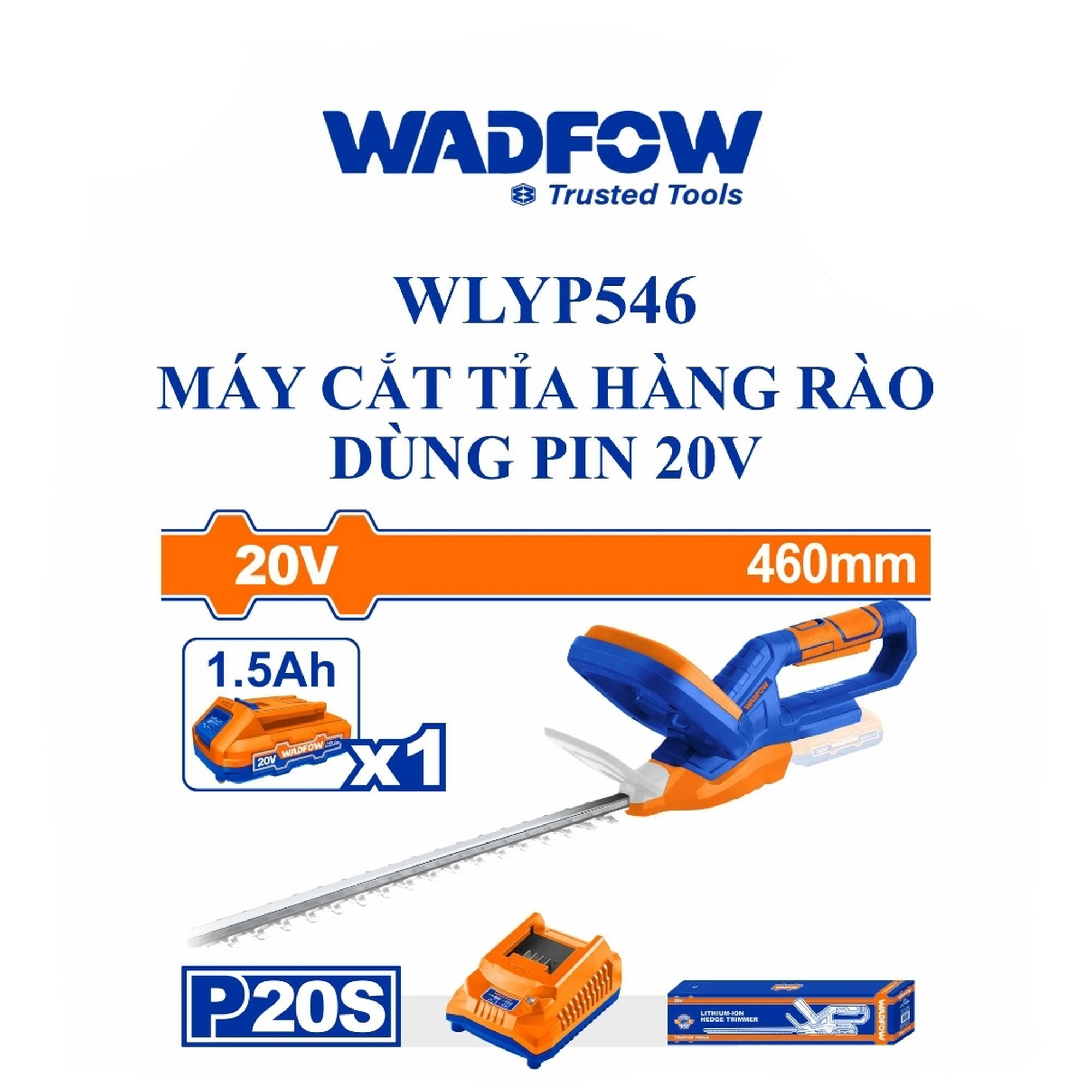 Máy cắt tỉa hàng rào dùng pin 20V WADFOW - WLYP546