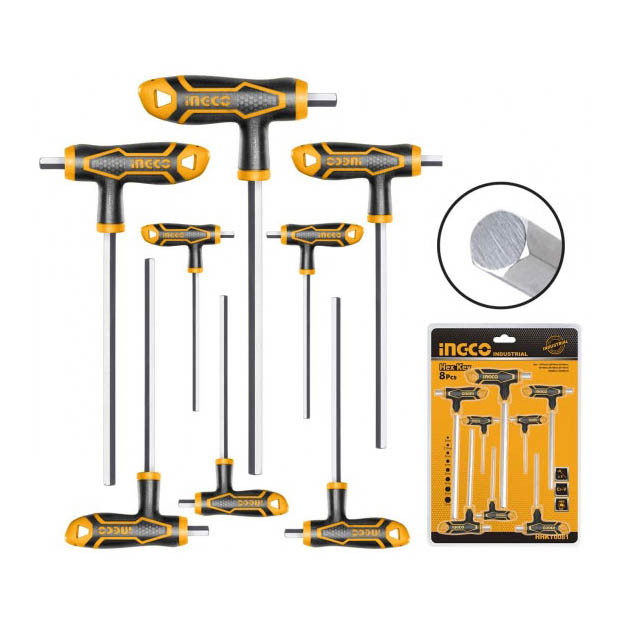 Bộ 8 chìa lục giác tay cầm chữ T INGCO HHKT8081