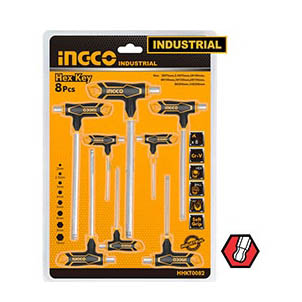 Bộ 8 chìa lục giác tay cầm chữ T INGCO HHKT8082