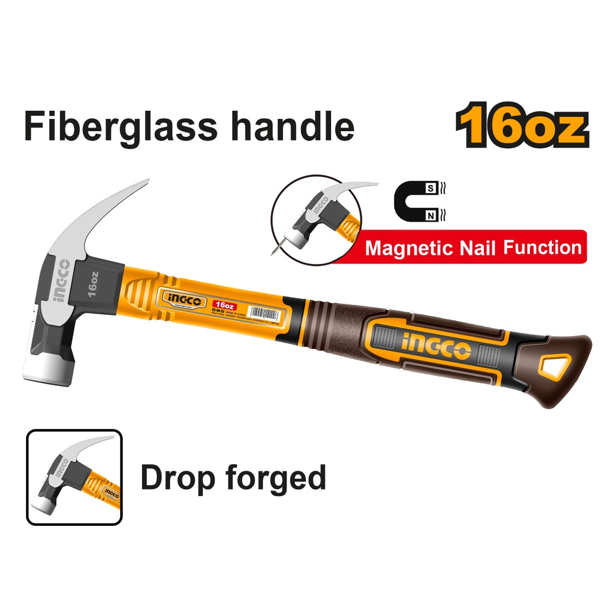 Búa nhổ đinh 450g (có nam châm) INGCO - HCH81016