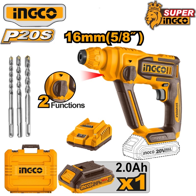 Máy khoan đục dùng pin 20V-16mm INGCO - CRHLI201681