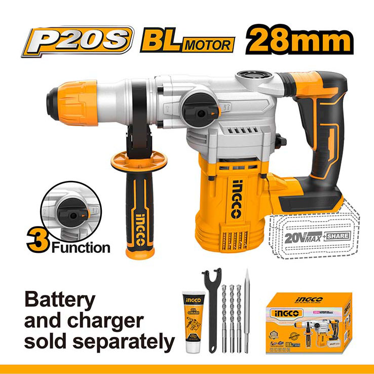 Máy khoan đục dùng pin 20V-28mm (không kèm pin và sạc) INGCO - CRHLI20288