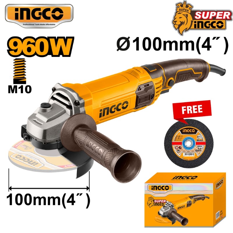 máy mài góc 960W-100mm (không kèm lưỡi) INGCO - AG96082