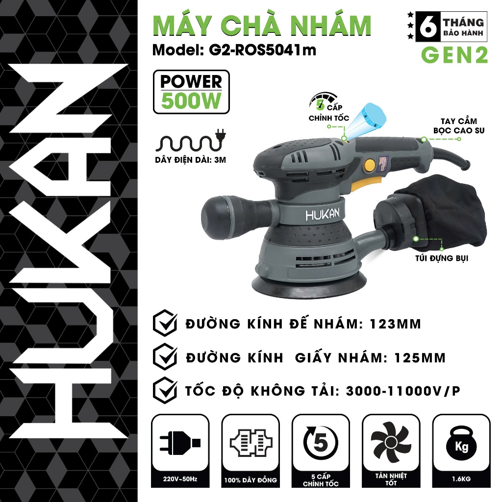 Máy Chà Nhám HUKAN - G2-ROSS5041m