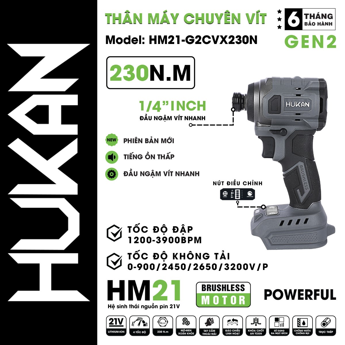 Máy Chuyên Vít HUKAN - HM21-G2CVX230N