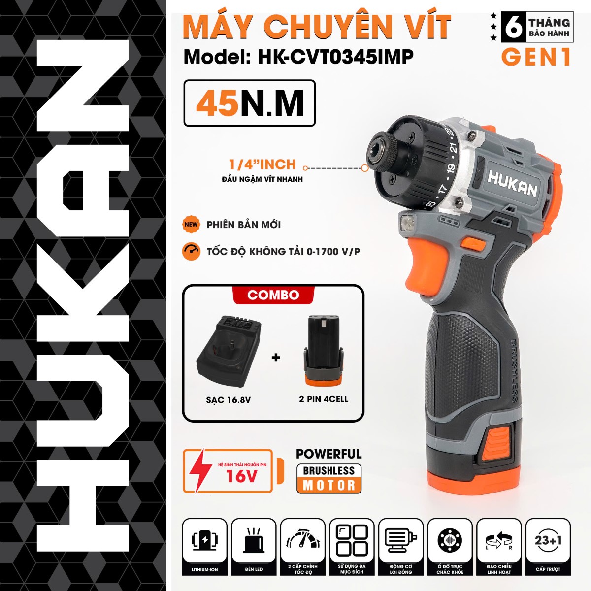 Máy Chuyên Vít Trượt HUKAN - HK- CTV0345IMP