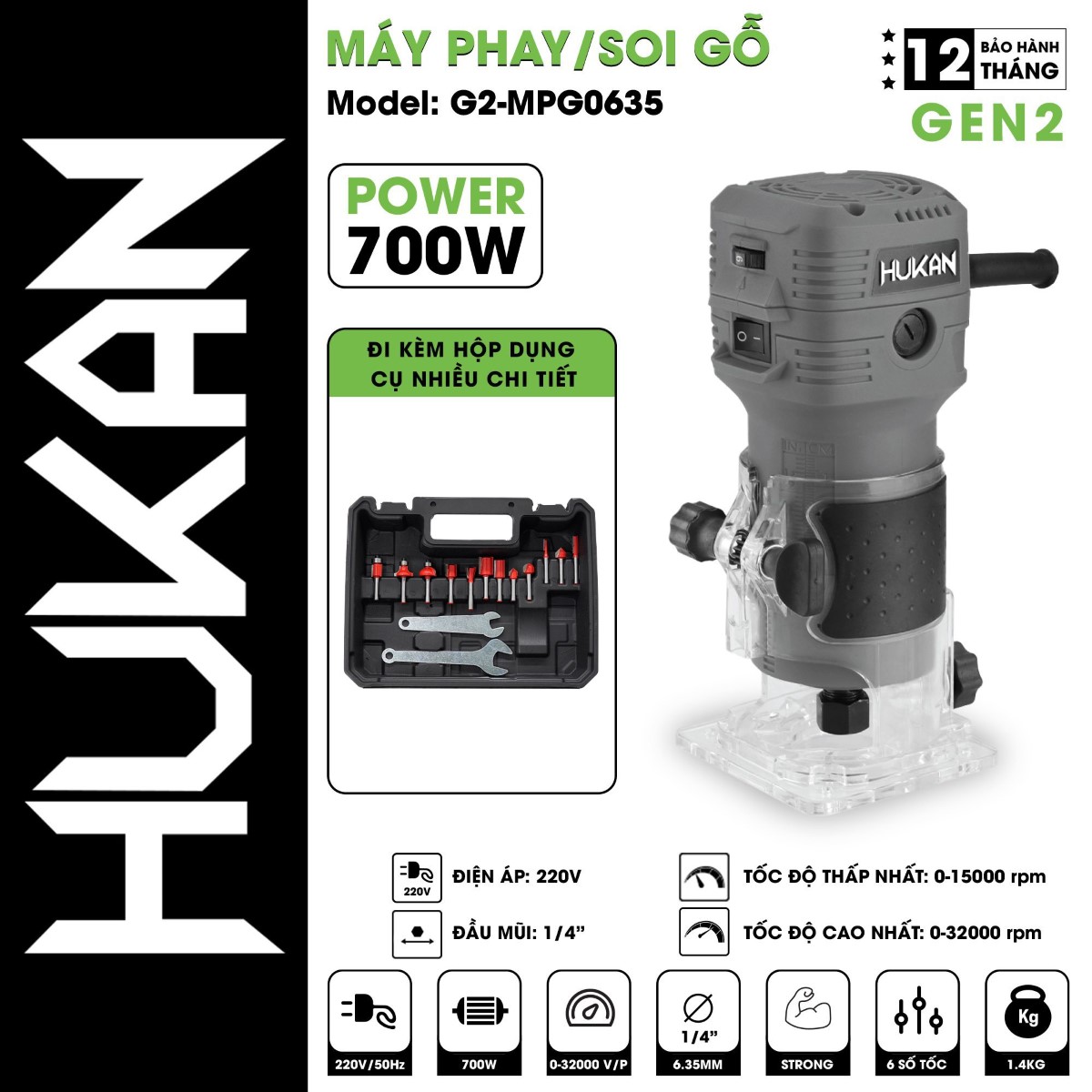 Máy Phay Gỗ HUKAN - G2-MPG0635