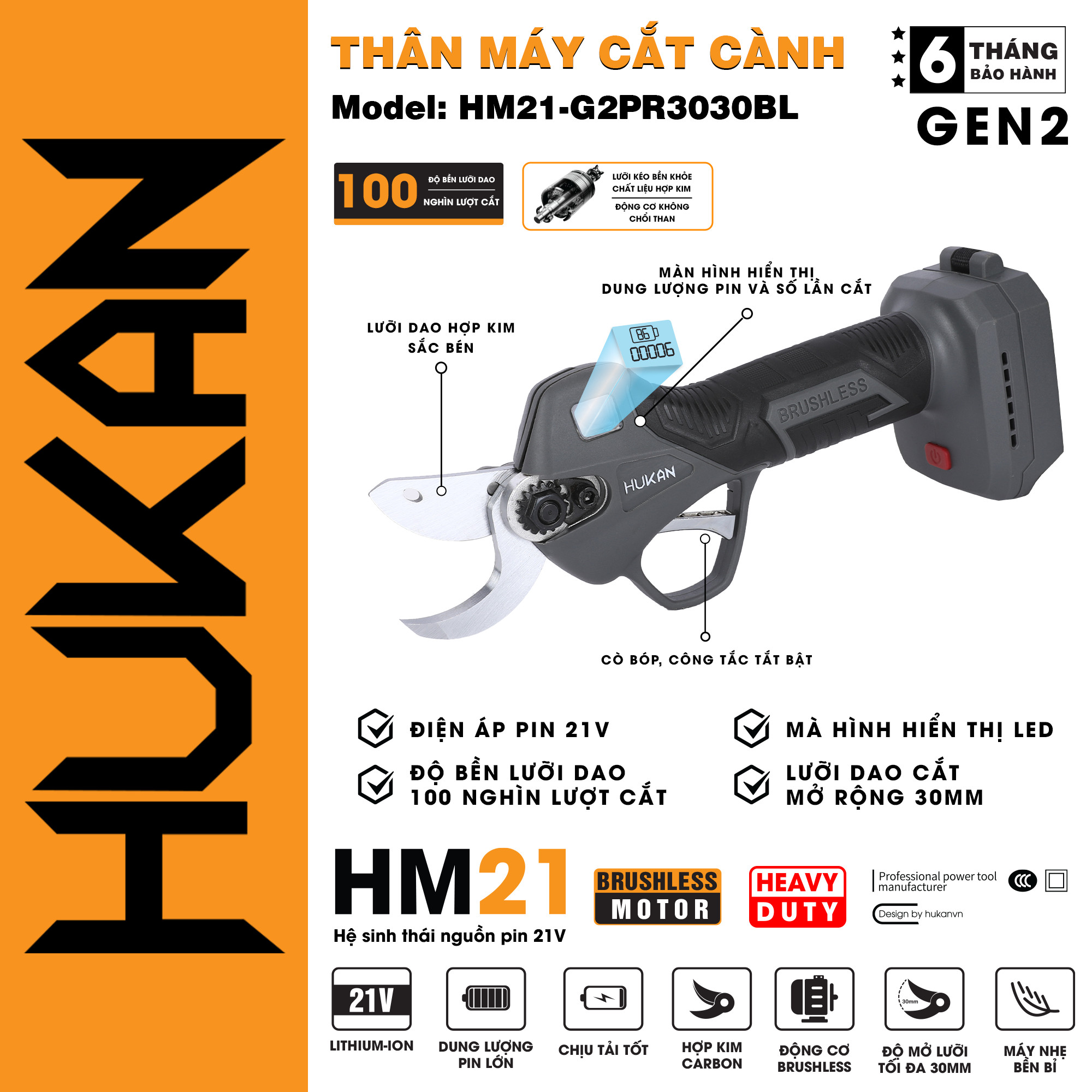 Thân Máy Cắt Cành HUKAN - BODY HM21-G2PR3030BL