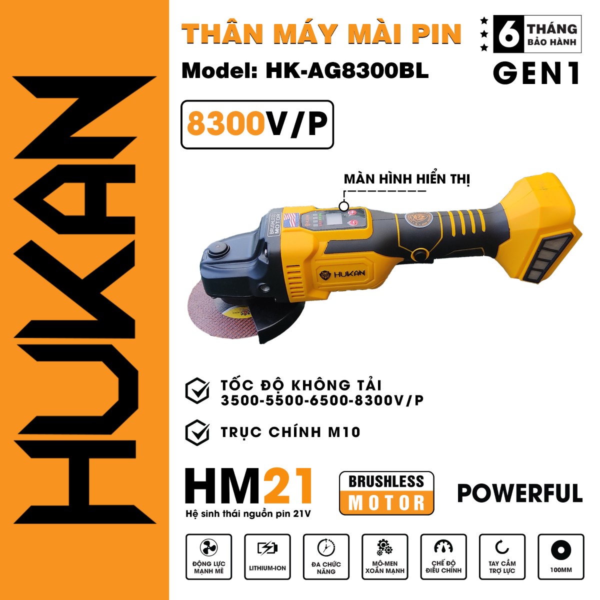 Thân Máy Mài Pin HUKAN - BODY HK-AG8300BL