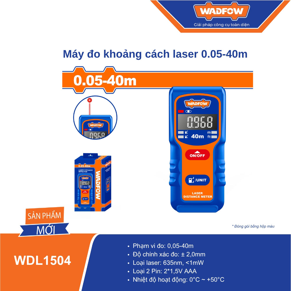 Máy đo khoảng cách laser 0.05-40m WADFOW - WDL1504