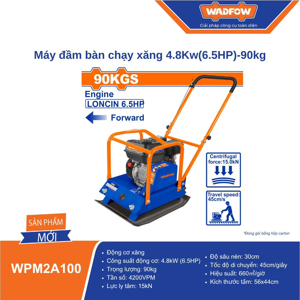 Máy đầm bàn chạy xăng 4.8Kw(6.5HP)-90kg WADFOW - WPM2A100