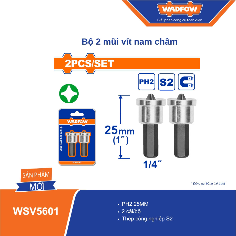 Bộ 2 mũi vít nam châm WADFOW - WSV5601