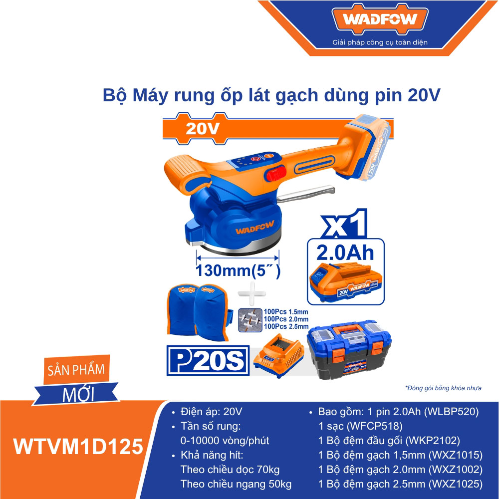Bộ Máy rung ốp lát gạch dùng pin 20V WADFOW - WTVM1D125