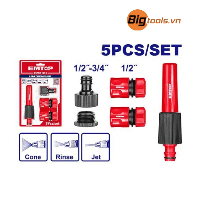 Bộ vòi phun xoắn 5 món EMTOP - ESNE11251