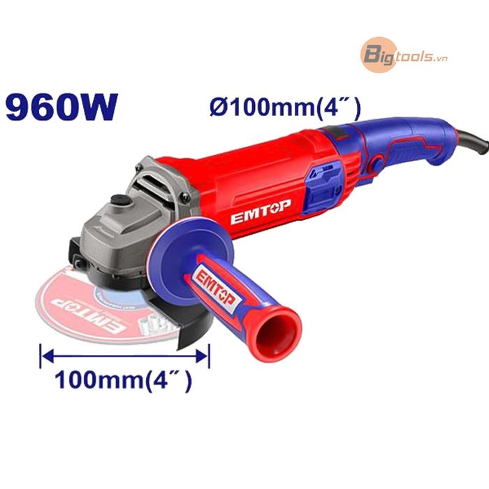 Máy mài tay dài 100mm (công tắc bóp) EMTOP - EAGR09643
