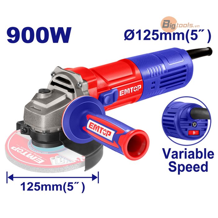 Máy mài chỉnh tốc 125mm (công tắc hông) EMTOP - EAGRS09051