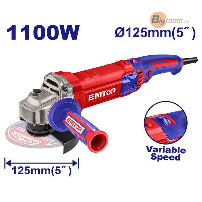 Máy mài chỉnh tốc tay dài 125mm (công tắc bóp) EMTOP - EAGRS11053