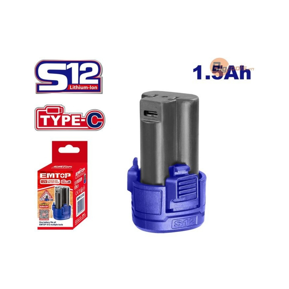 Cục pin Lithium-Ion TYPE-C EMTOP - EBPK12153