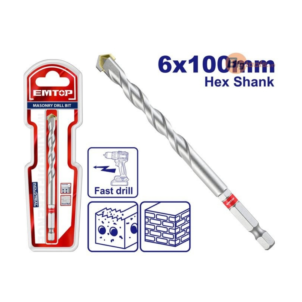Mũi khoan bê tông ( Đuôi lục giác) EMTOP - ECDB030610
