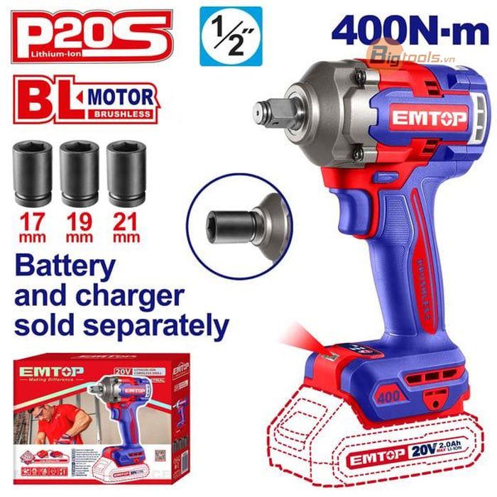 Thân máy siết Bulong pin  EMTOP - ECIWL20401