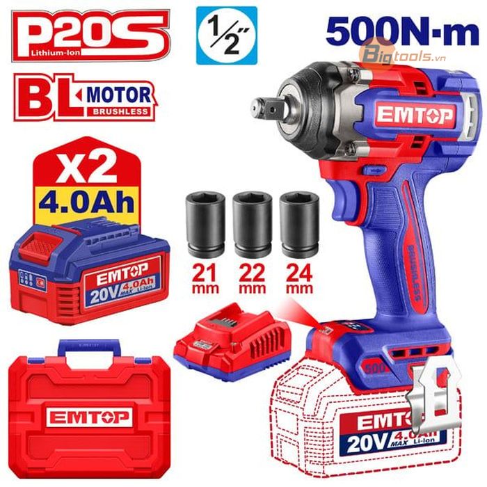 Bộ máy siết Bulong pin  EMTOP - ECIWL2050