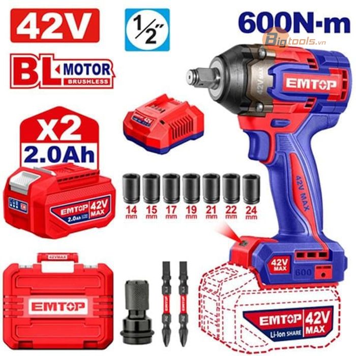 Bộ máy Bulong pin hiệu suất cao  EMTOP - ECIWL42602