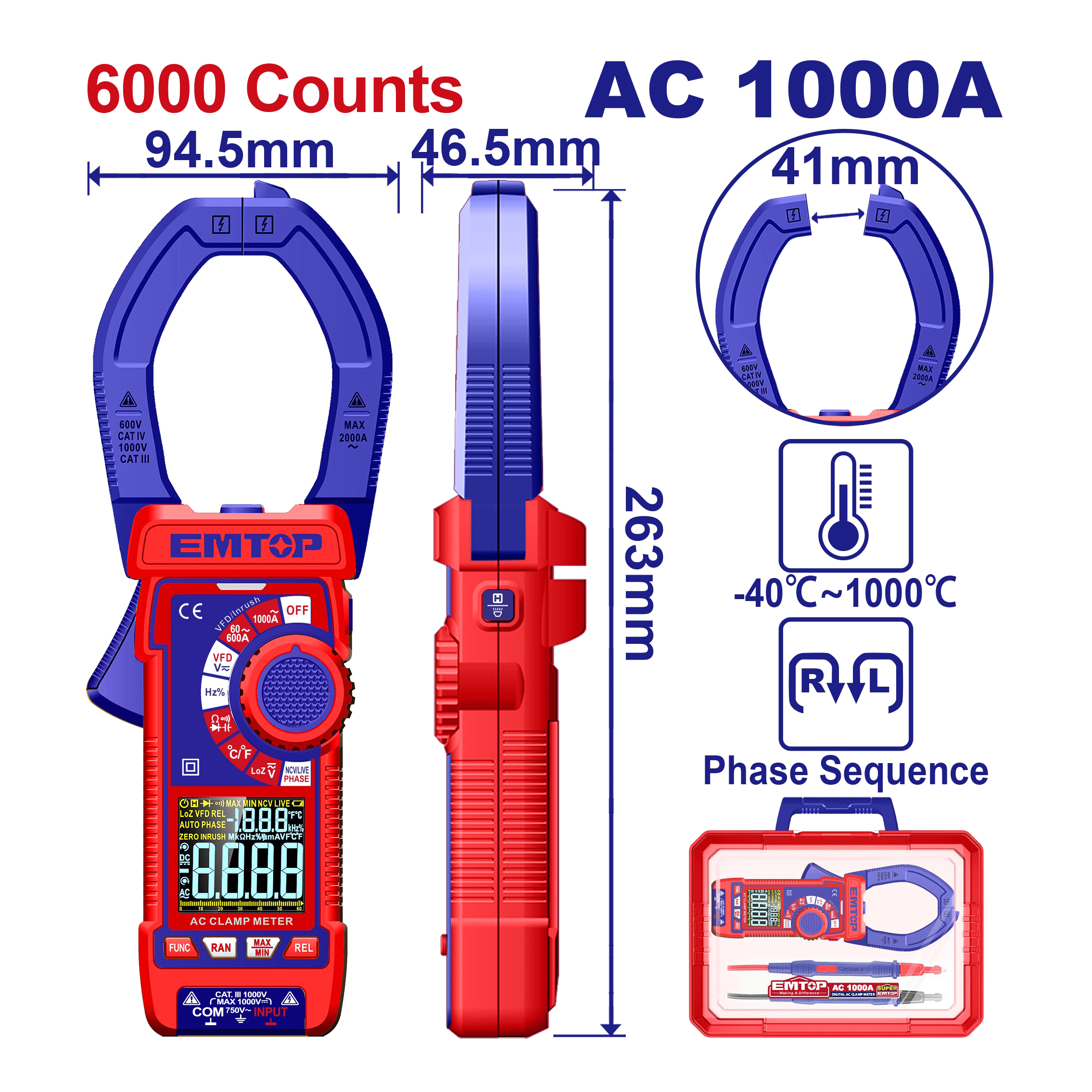 Đồng hồ kẹp AC kỹ thuật số EMTOP - EDMR7610001