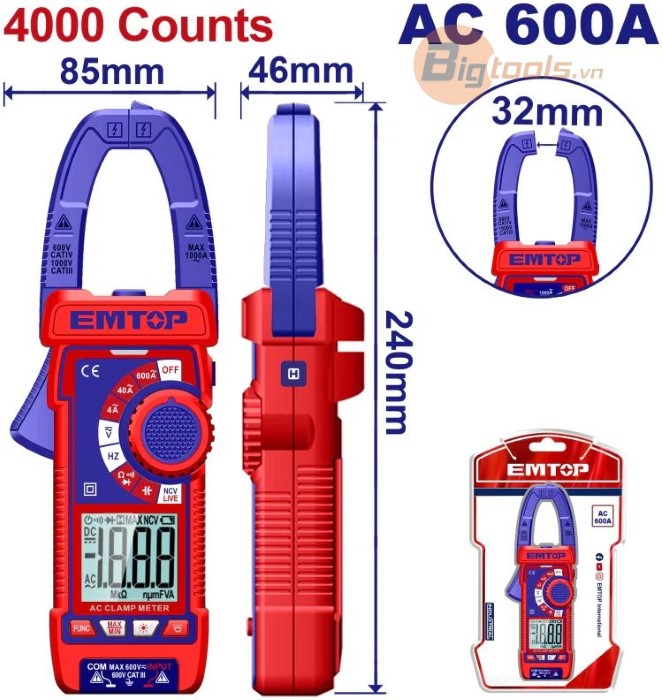 Đồng hồ kẹp AC kỹ thuật số EMTOP - EDMR766001