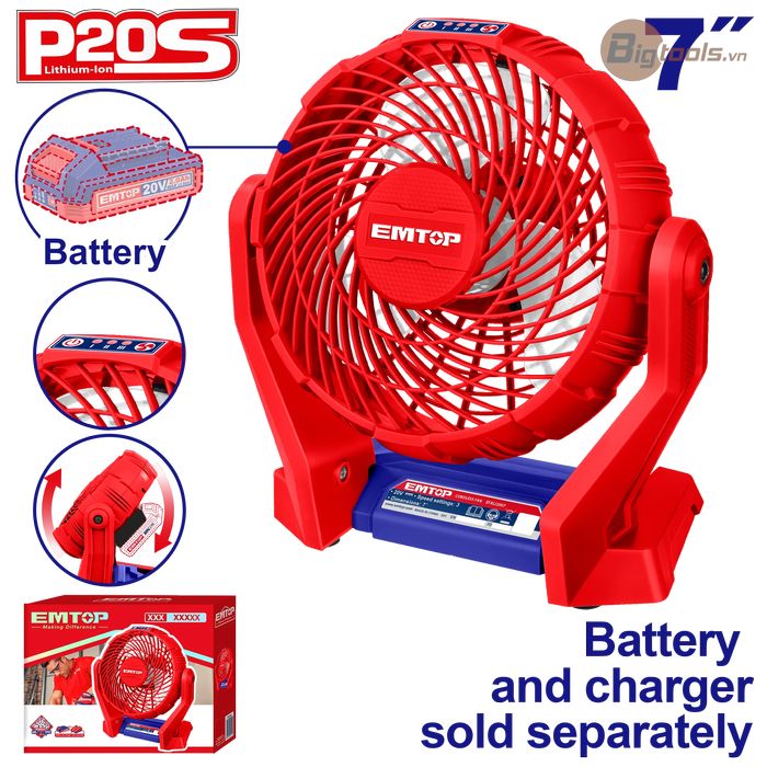 Thân máy quạt pin  EMTOP - EFALI2007