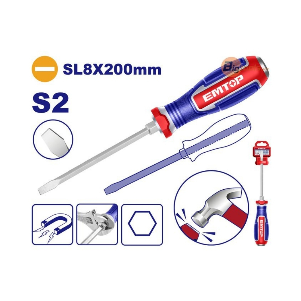Tua vít đầu dẹp đóng EMTOP - EGTSL82001