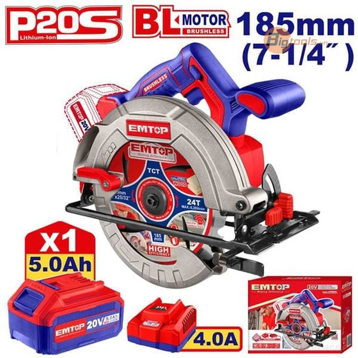 Bộ máy cưa gỗ 185mm pin  EMTOP - ELCS18513