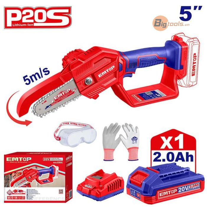 Bộ máy cưa xích pin  EMTOP - ELGA20581