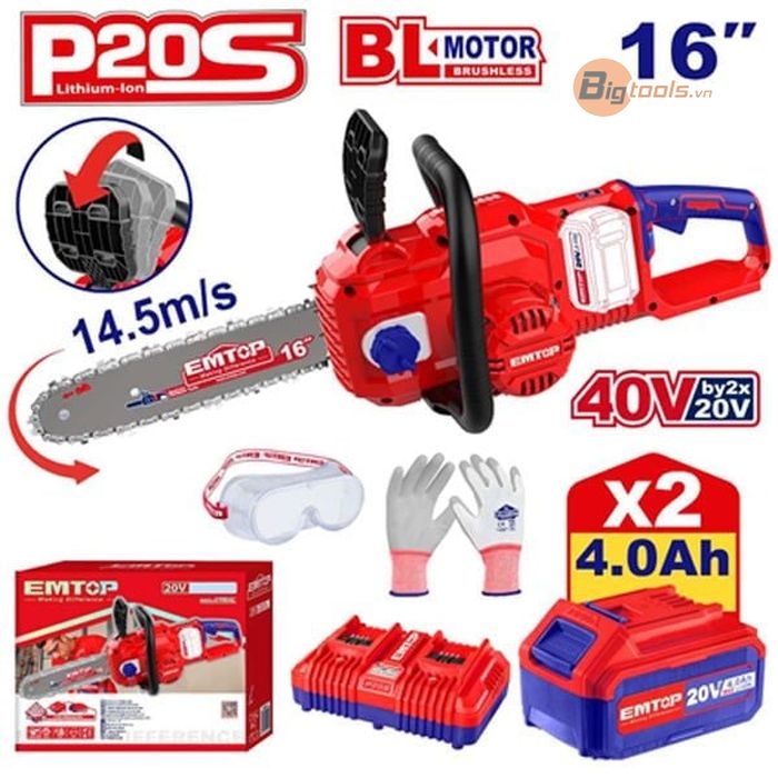 Bộ máy cưa xích pin  EMTOP - ELGA401682