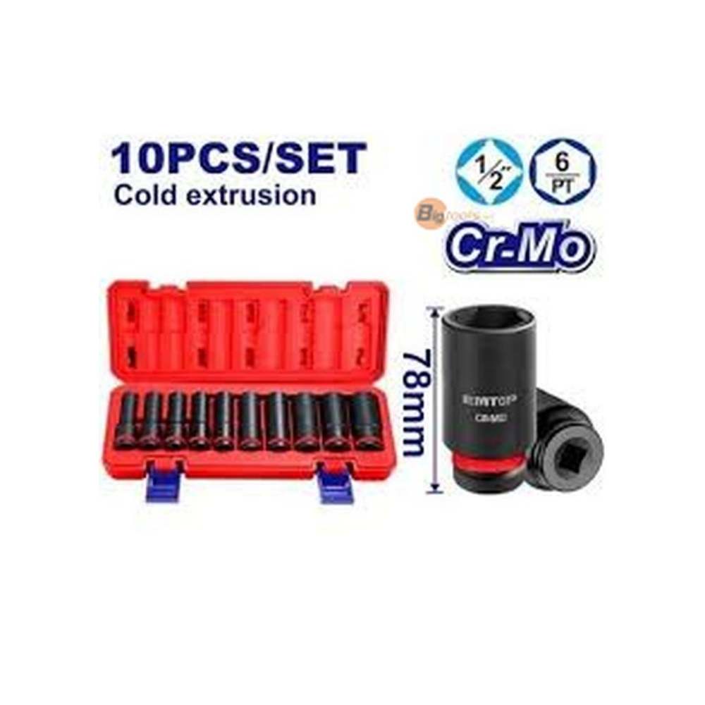 Bộ 10 đầu tuýp dài 1/2" EMTOP - EMSS12102L