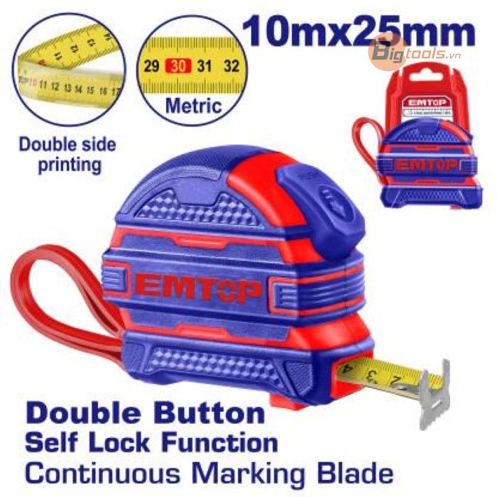 Thước cuộn vỏ cao su (chức năng tự khóa) EMTOP - EMTP2316M