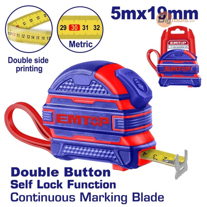 Thước cuộn vỏ cao su (chức năng tự khóa) EMTOP - EMTP2519M