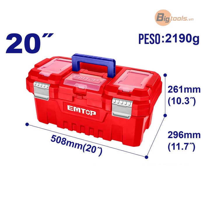 Hộp đựng dụng cụ bằng nhựa 20" ( Tay cầm kim loại) EMTOP - EPBX2002