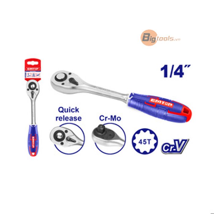 Cần vặn tuýp bánh cóc 1/4" EMTOP - ERWH0141