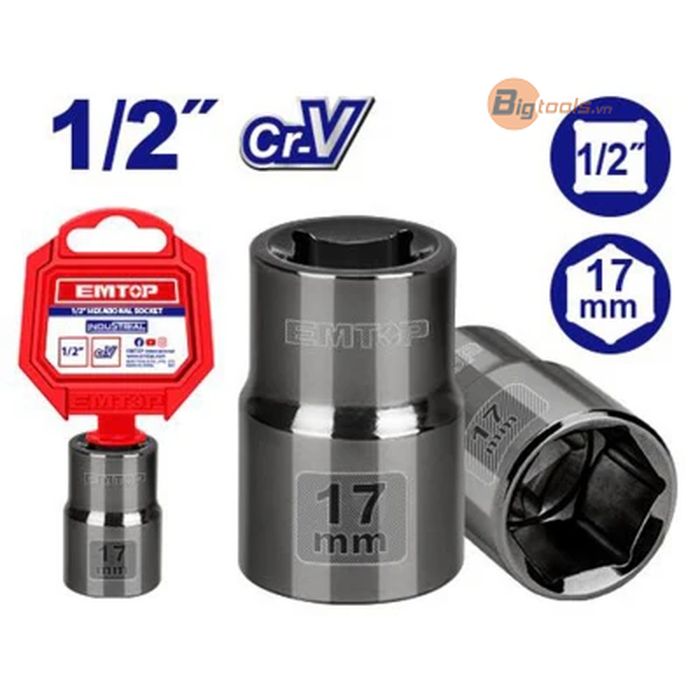 Đầu tuýp 17mm 1/2" EMTOP - ESCT12171