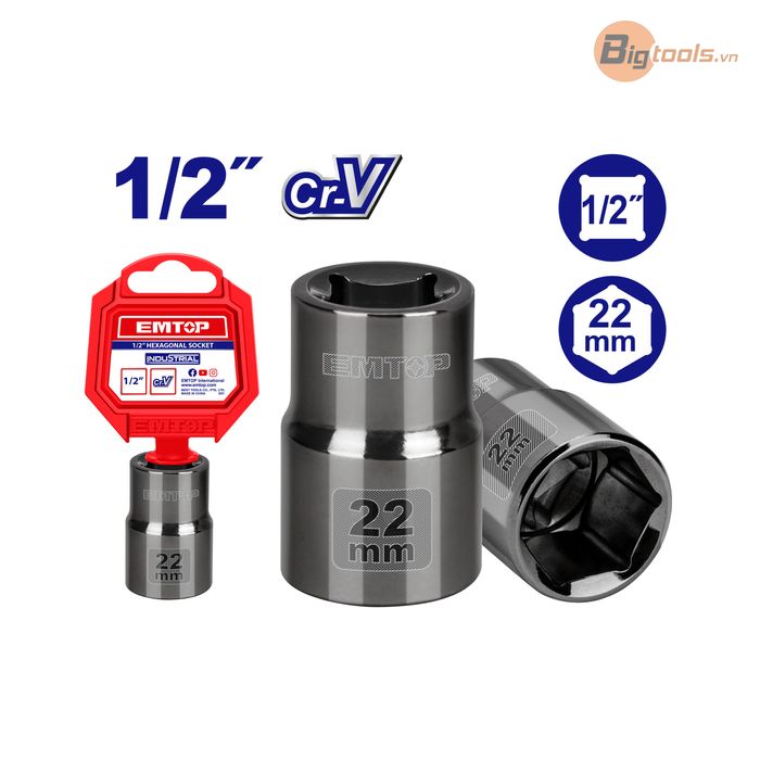 Đầu tuýp 22mm 1/2" EMTOP - ESCT12221