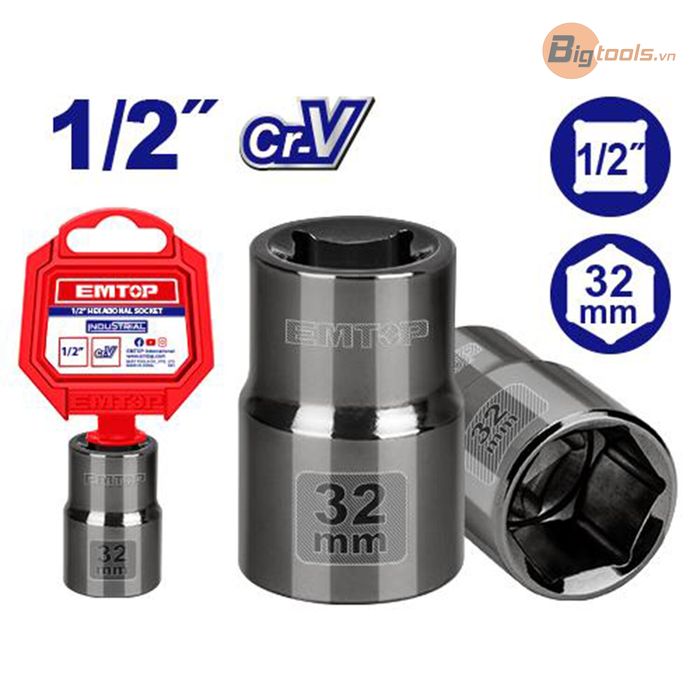 Đầu tuýp 32mm 1/2" EMTOP - ESCT12321