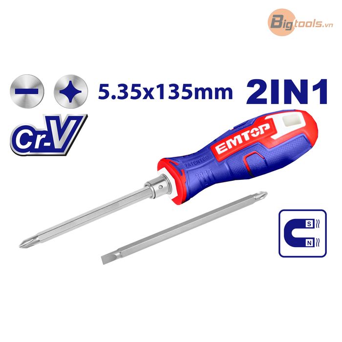 Tua vít 2 đầu (đầu bake và đầu dẹp) EMTOP - ESDRH0203