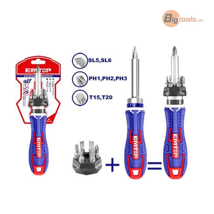 Bộ tua vít 8 món EMTOP - ESDRH0802