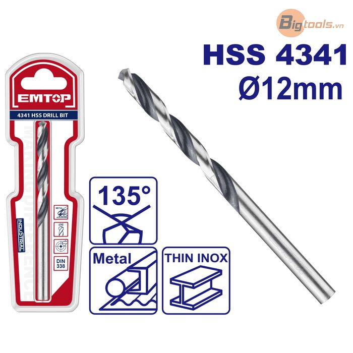 Mũi khoan sắt HSS (Khoan được INOX mỏng) EMTOP - ETDB310122