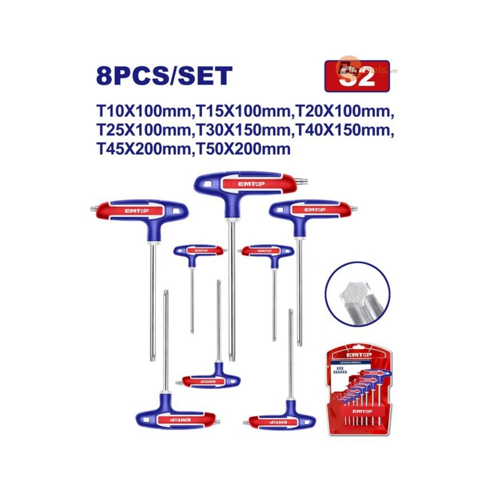 Bộ hoa thị tay cầm chữ T 8 chiếc EMTOP - ETHW6063