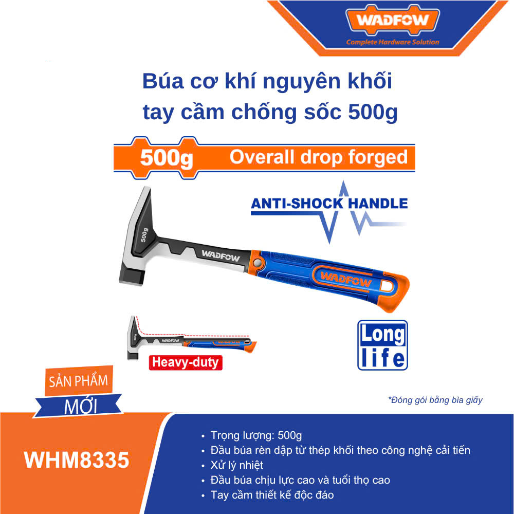 Búa cơ khí nguyên khối tay cầm chống sốc 500g WADFOW - WHM8335