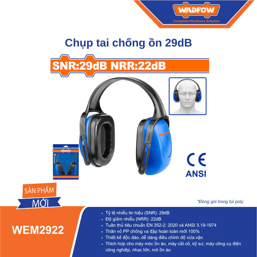 Chụp tai chống ồn 29dB WADFOW - WEM2922
