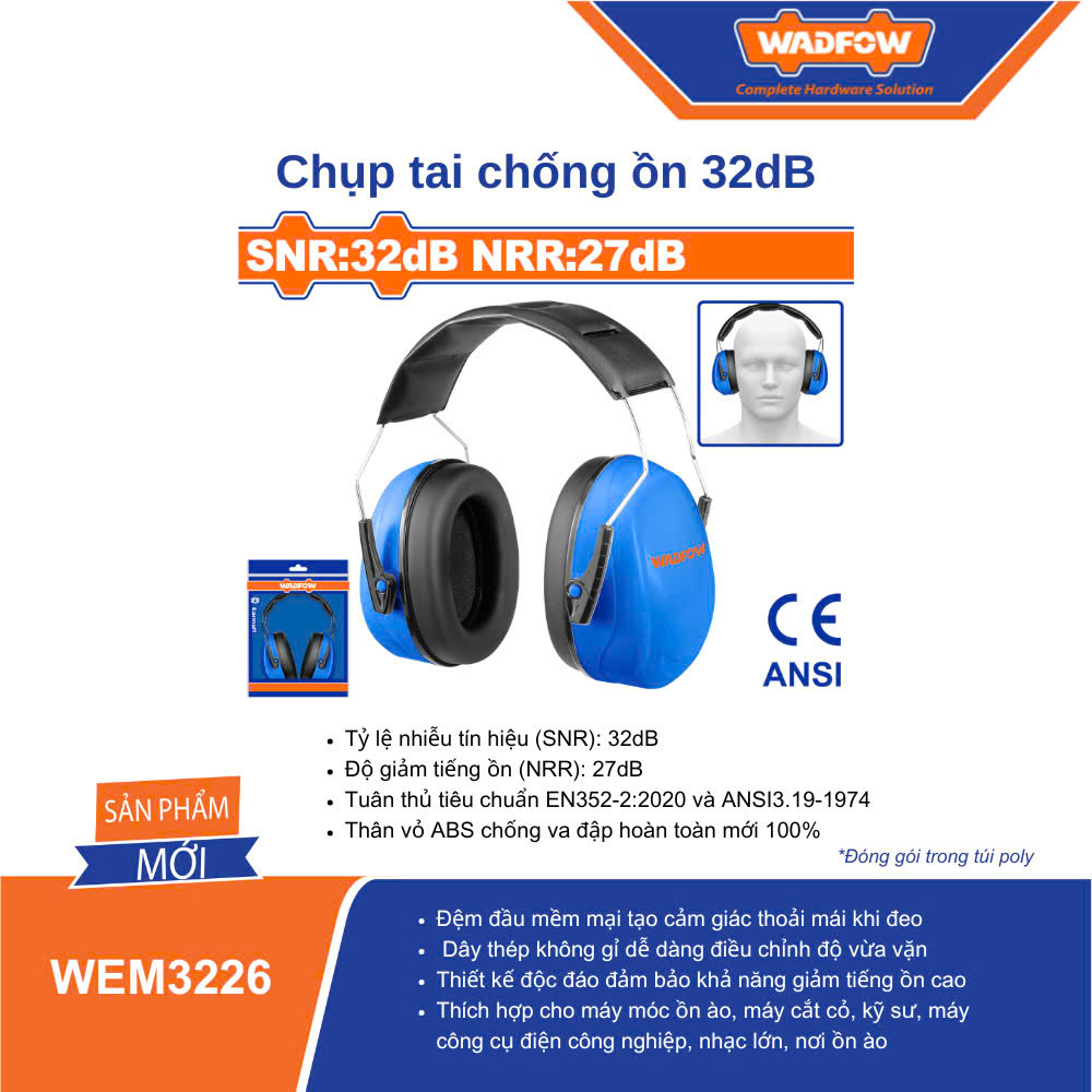 Chụp tai chống ồn 32dB WADFOW - WEM3226