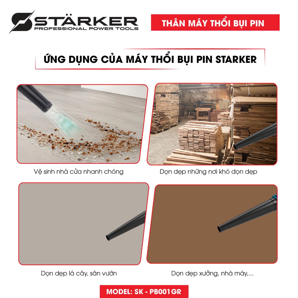 Máy thổi bụi dùng pin Starker SK-PL555GR