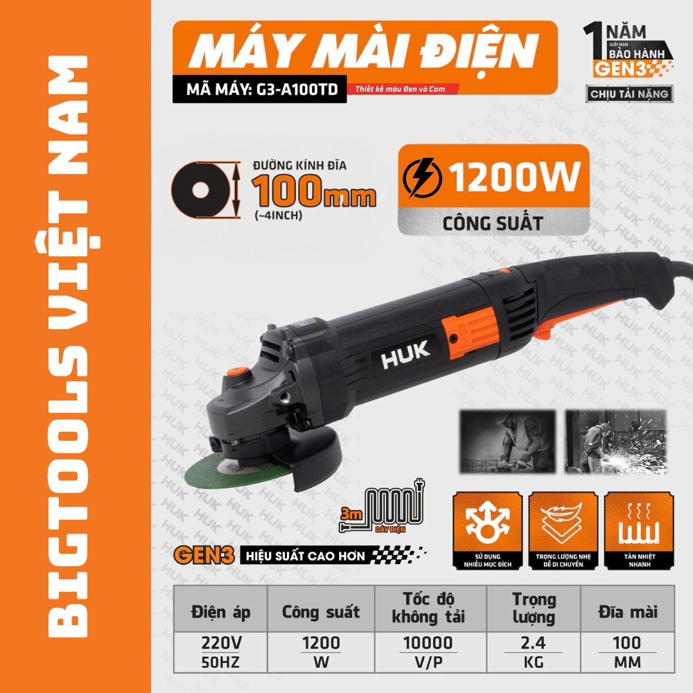 Máy Mài Điện G3-A100TD GEN 3 1200W chính hãng, giá tốt